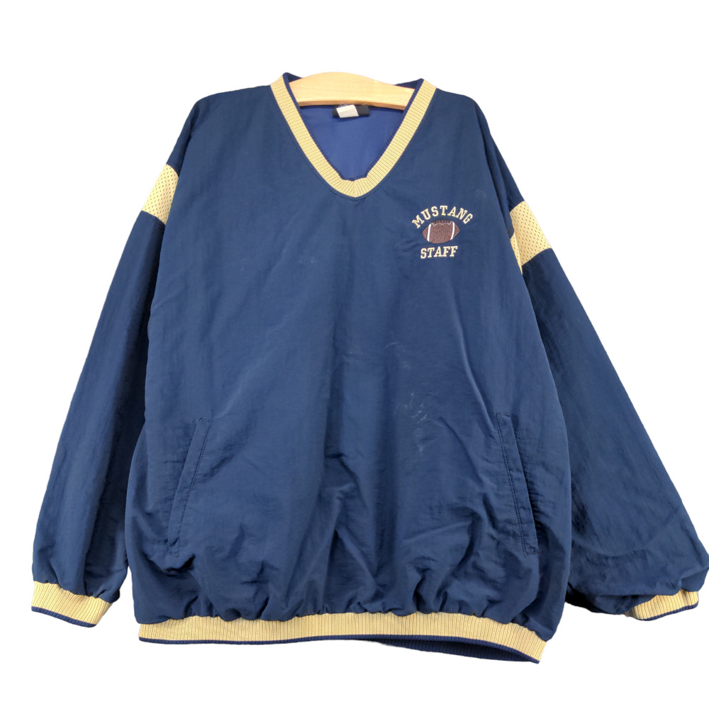 Tag Team Uniforms Men's Mustang Staff Windbreaker Jacket Blue XL Vintage USA